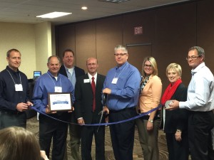 Sioux Falls Area Chamber of Commerce Ribbon cutting for 30 years of business with the owners of Century Business Products and chamber representatives