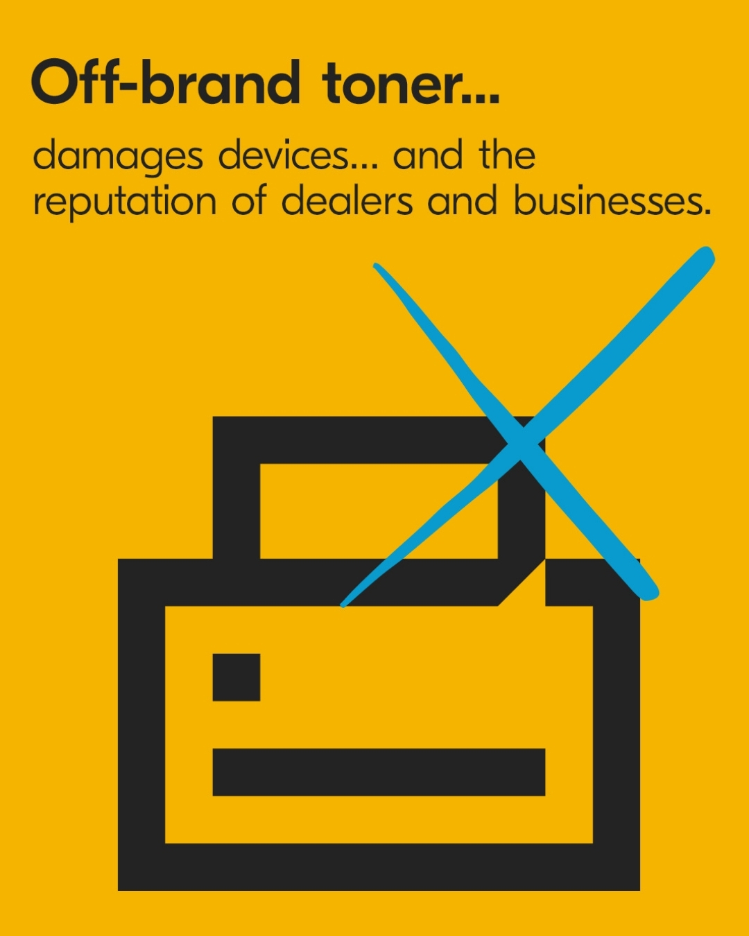 off-brand toner image that says damages devices and the reputation of your company
