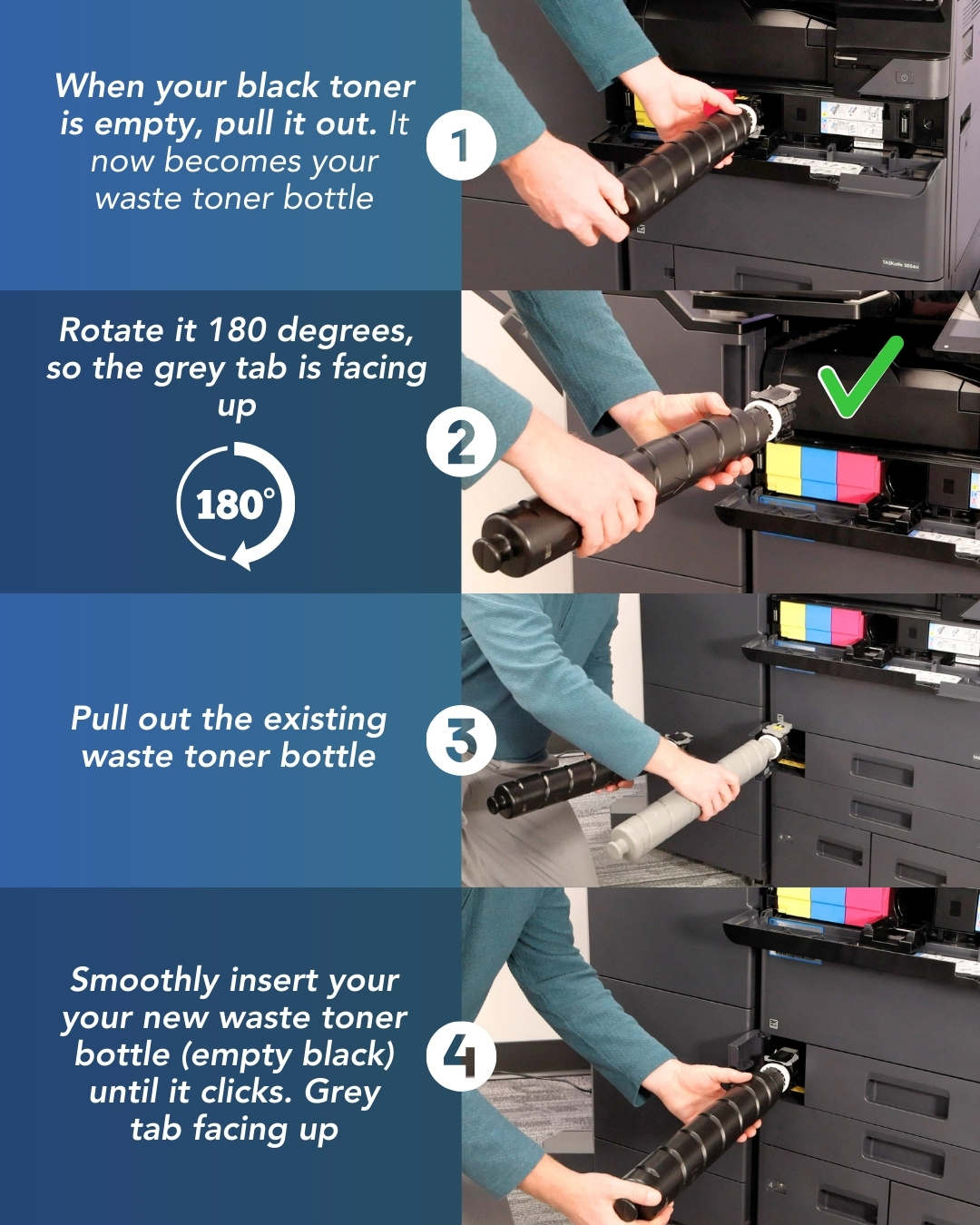 Black toner change instructions