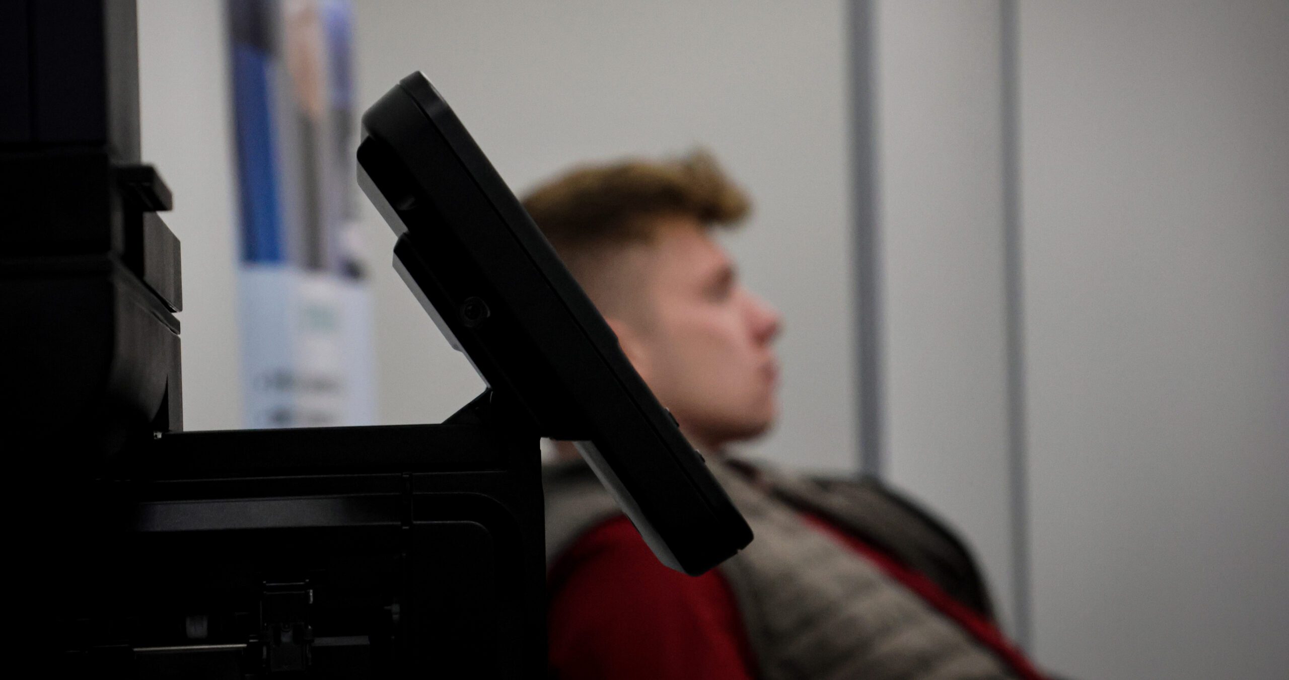 Williams blurred behind a touchpad