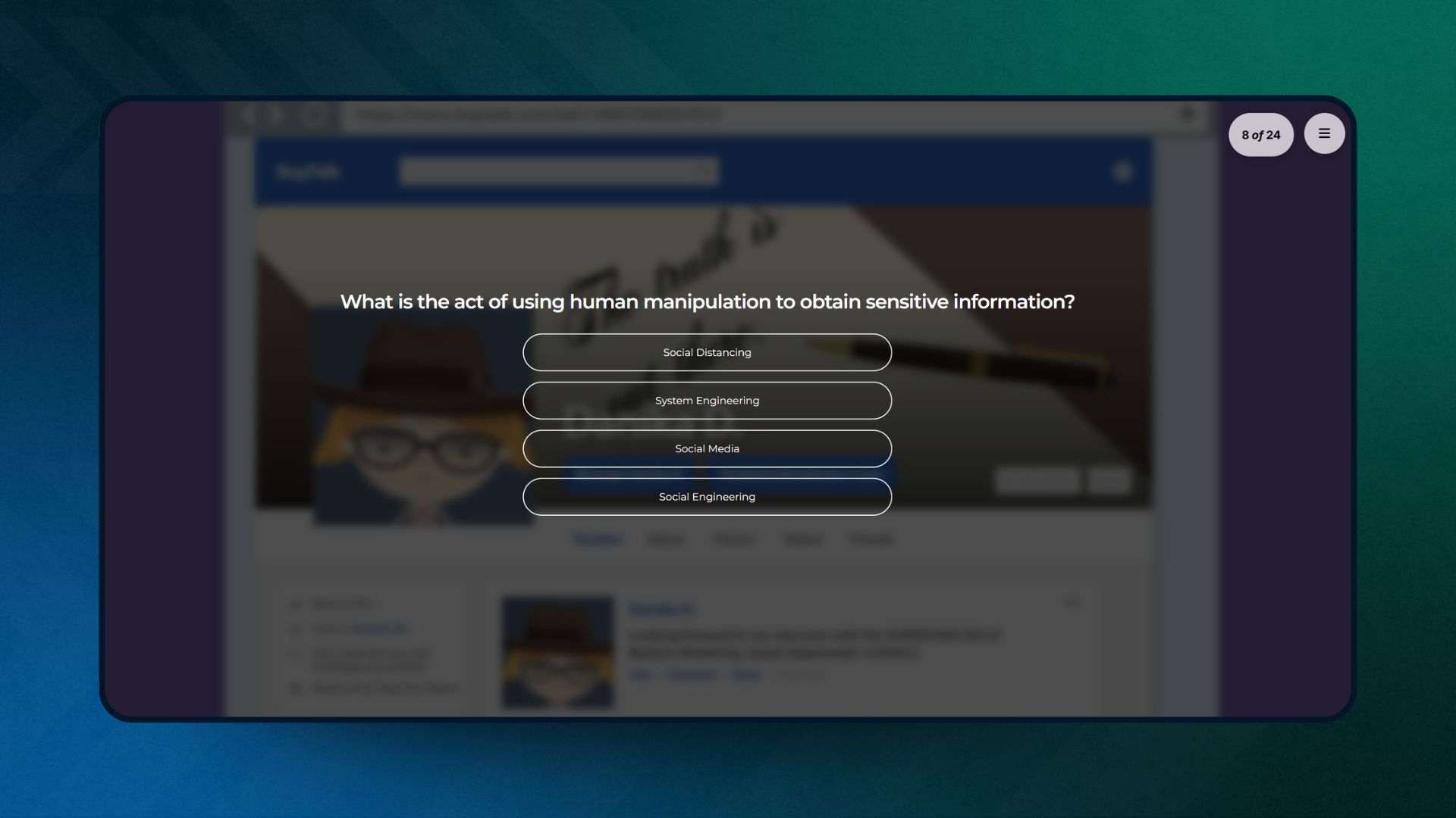 Example Question from Huntress Training Episode on Social Media
